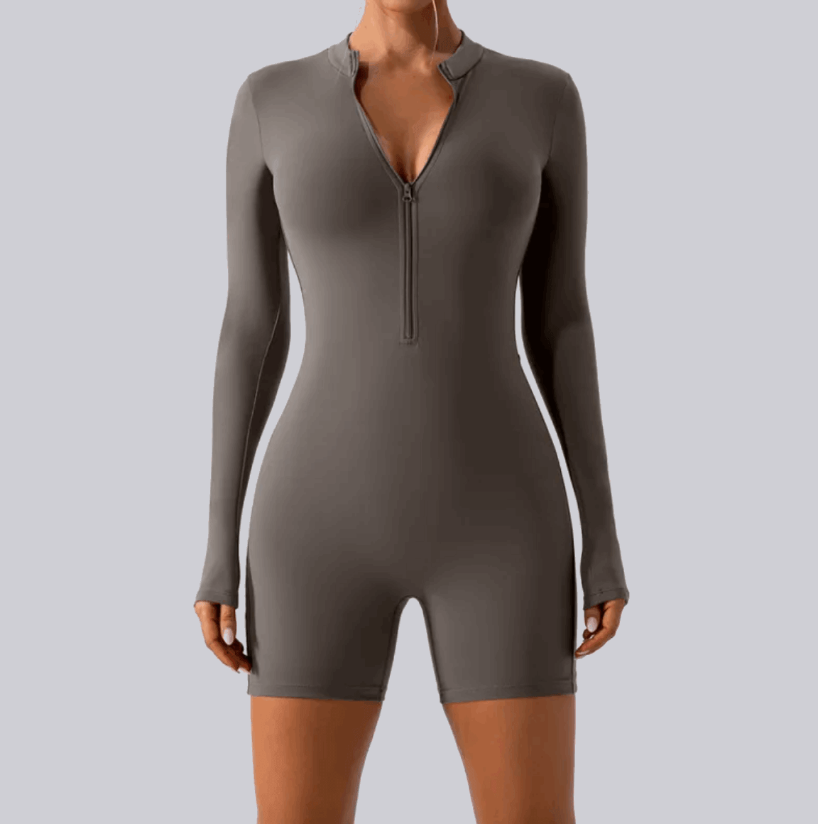 Long-Sleeve  Zippered One-Piece  Women  Woman  Dance  Suit