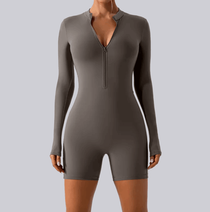 Long-Sleeve  Zippered One-Piece  Women  Woman  Dance  Suit