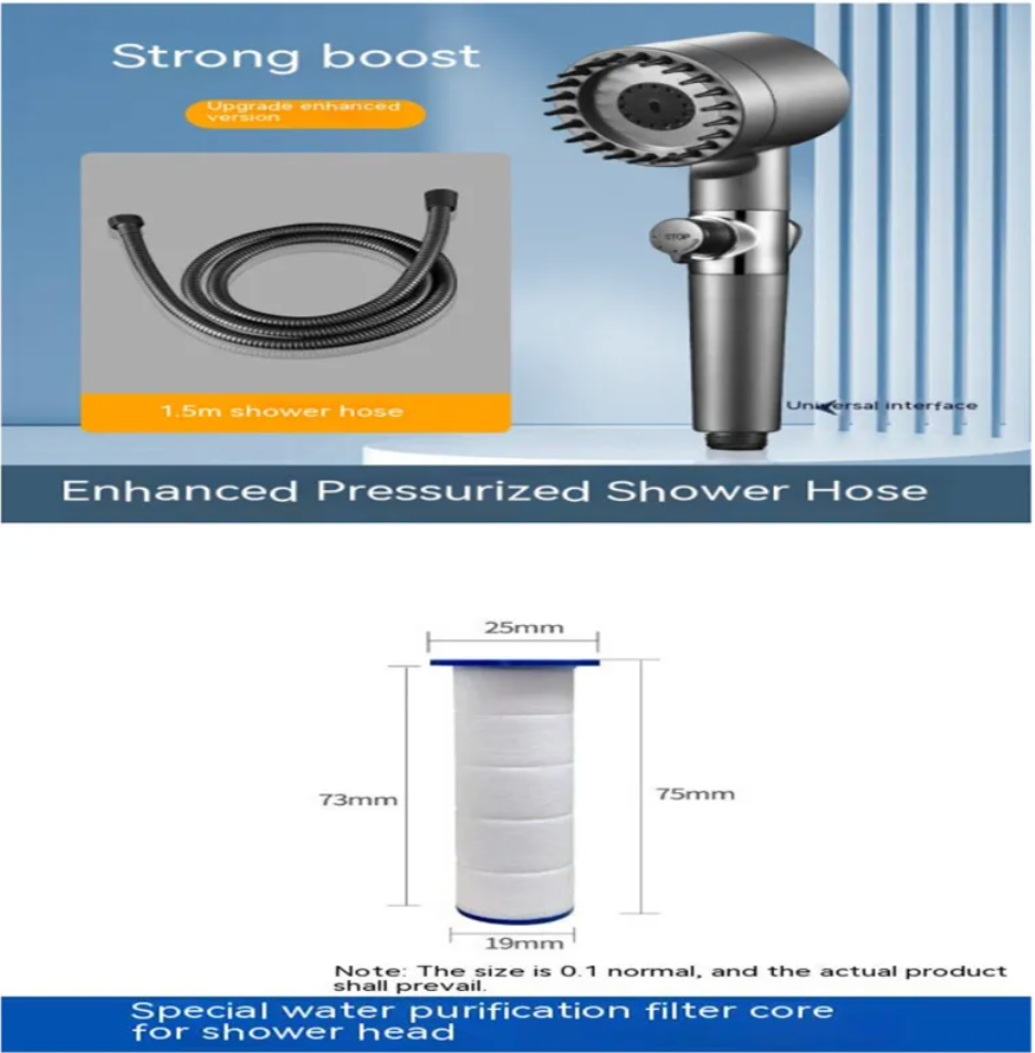 Adjustable High-Pressure filter Shower Head with Hose