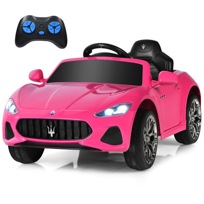 GLACER Kids Ride On Car Licensed Maserati 12V Battery Powered Ride On Toy w/Remote Control Lights Horn Music FM MP3 4 Wheels Suspension 2 Speeds Pink Electric Car for Toddlers Girls Boys