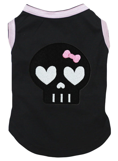 Petitebella Black Skull Face Puppy Dog Shirt (Black/Pink X-Large)