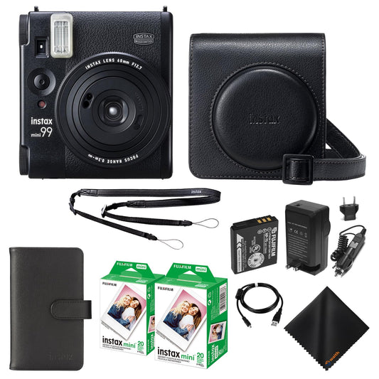 Fujifilm Instax Mini 99 Instant Film Camera with Instax Mini 99 Camera Case Instax Mini Photo Album 2 Pack of Instant Film (20 Exposures) and Waith Microfiber Cleaning Cloth (Essential Bundle Set)