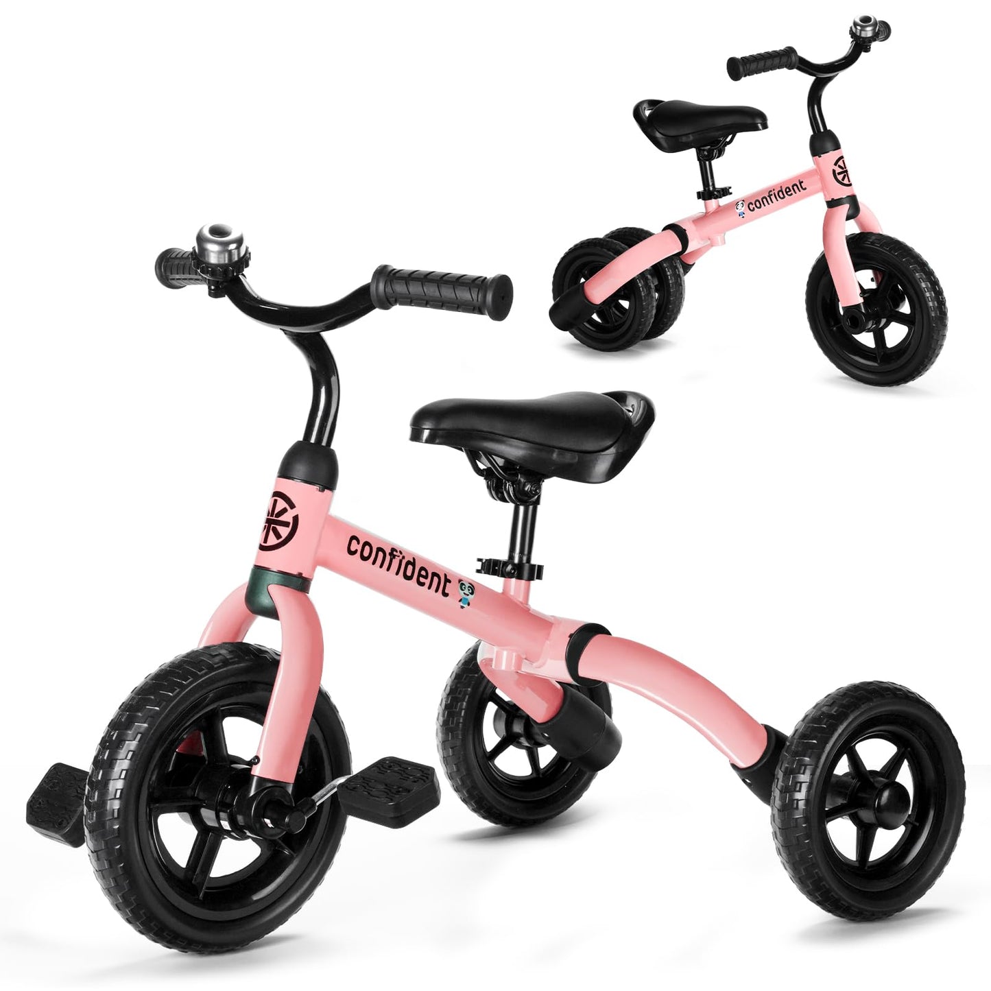 XPIY Tricycle for Toddlers Age 2 to 4 Years Old 3 in 1 Folding Toddler Bike for Boys and Girls Kids Bike Trike with Detachable Pedal and Adjustable Seat Light Pink