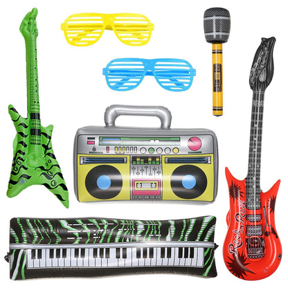 laackys 6-pack inflatable guitar balloon inflatable guitar toddler toys | toy guitar | novelty inflatable rock star guitar | waterproof multi-color party decoration guitar balloons (J2)