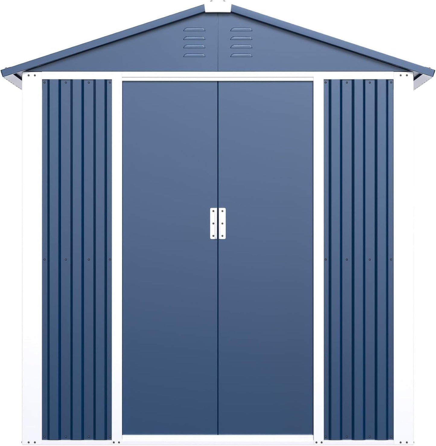 Metal Outdoor Storage Shed 5.3 FT X 4 FT, Double Sloping Roof Steel Utility Tool Shed Storage House With Door & Lock, Metal Sheds Outdoor Storage For Garden Patio Lawn,Blue