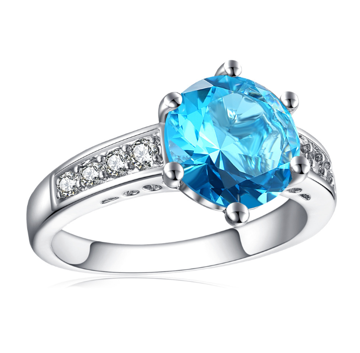 Platinum Six-Prong Ring Jewelry valentine couple birthday date gift