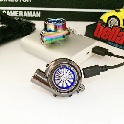 Car Turbo Charger Key Chain USB Charging Accessories USB LED LIGHT