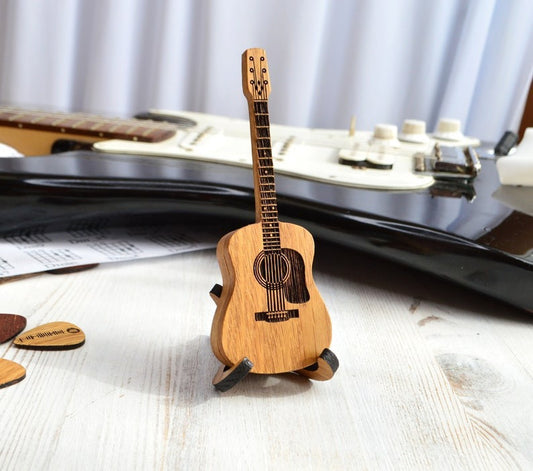 Personalized Wooden Guitar Pick Box with Picks Gift