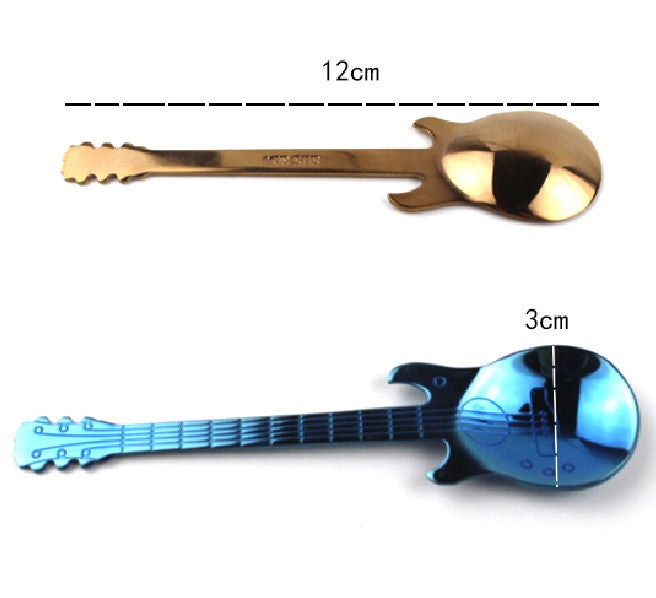 Gold-Plated Stainless Steel Guitar Coffee Spoon
