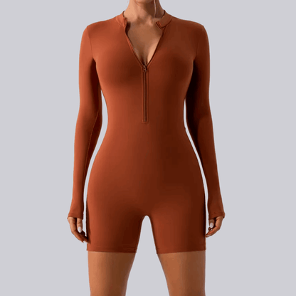 Long-Sleeve  Zippered One-Piece  Women  Woman  Dance  Suit
