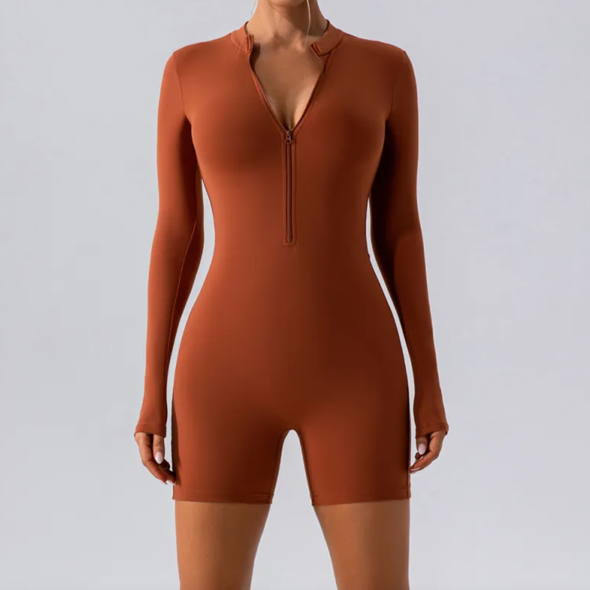 Long-Sleeve Zippered One-Piece Women Woman Dance Suit