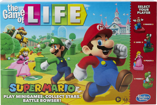 Hasbro Gaming The Game of Life: Super Mario Edition Board Game for Kids Ages 8 and Up Play Minigames Collect Stars Battle Bowser
