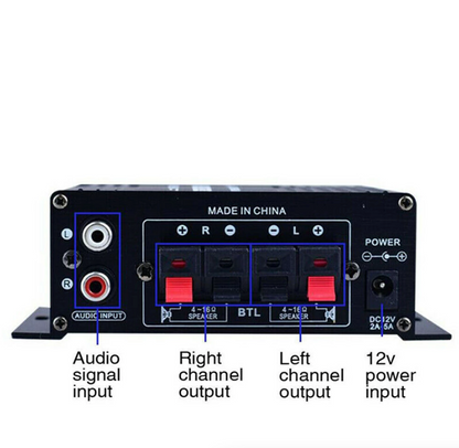 400W 12V 2 Channel Powerful Stereo Audio Power Amplifier HiFi Bass Amp Car Home