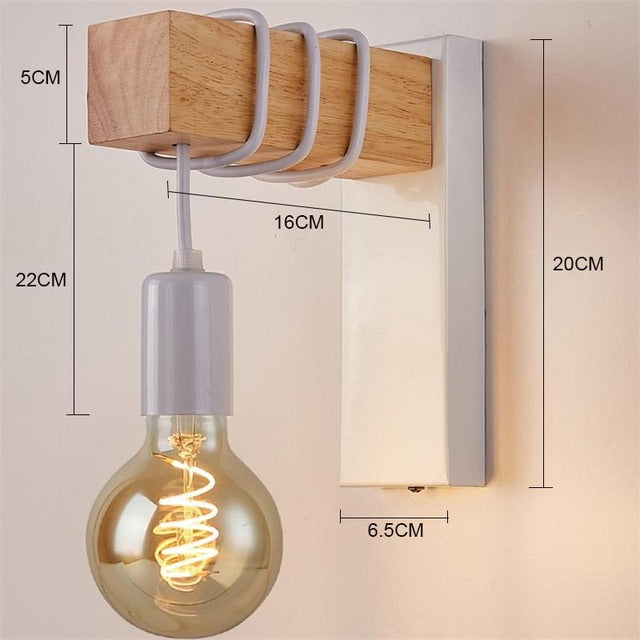 American Creative Wood Wall Light with Iron Shade