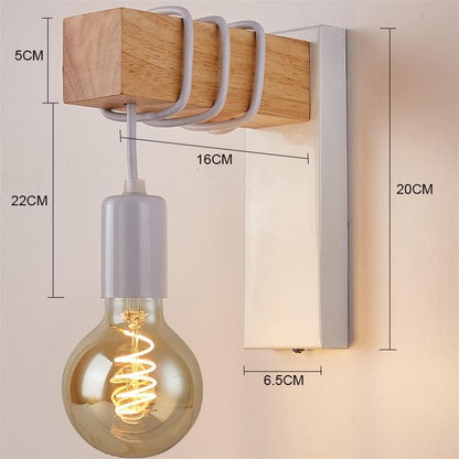 American Creative Wood Wall Light with Iron Shade