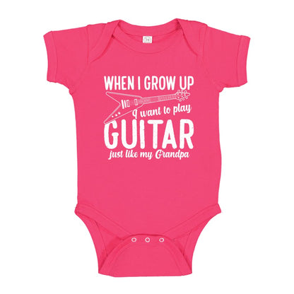 Play Guitar Just Like Grandpa Baby One Piece Bodysuit NB Cyber Pink