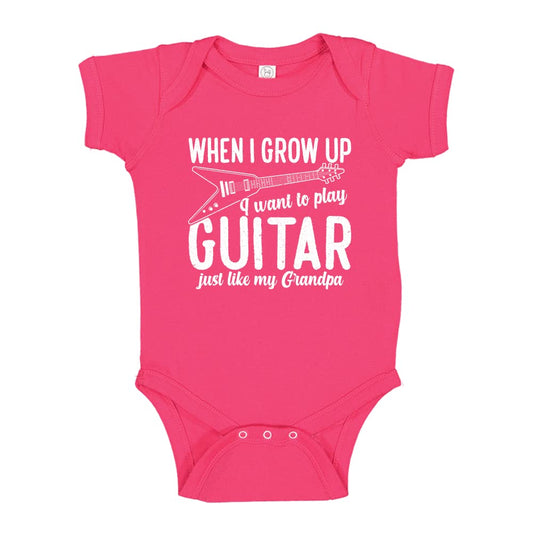 Play Guitar Just Like Grandpa Baby One Piece Bodysuit NB Cyber Pink