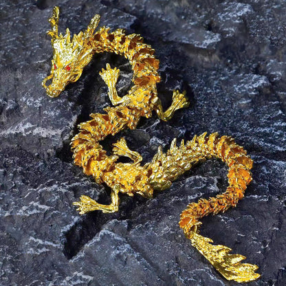 Golden Dragon 3D Articulated Dragon Statue Brass Gold Dragon 26 Inch Luck Dragon Desktop Decoration