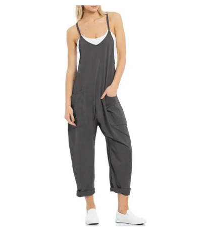 One-piece Women Woman Pocket Spaghetti Straps Knitted One-Piece Trousers