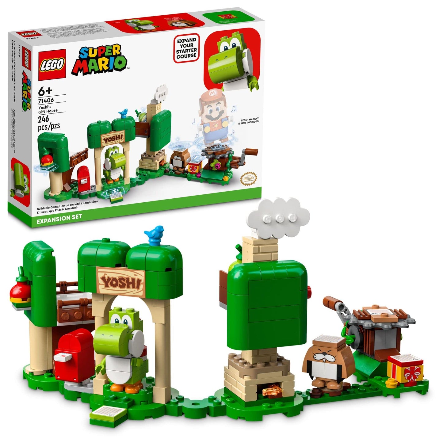 LEGO Super Mario Yoshis Gift House Expansion Building Toy Set 71406 - Featuring Iconic Yoshi and Monty Mole Figures Great Gift for Boys Girls Kids or Fans of The Games and Movie Ages 6+