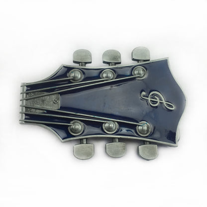 BULLZINE Zinc Alloy Black Guitar Belt Buckle 02744
