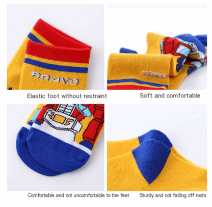 Boys boy Cotton Cartoon Socks - Transformers & Ultraman