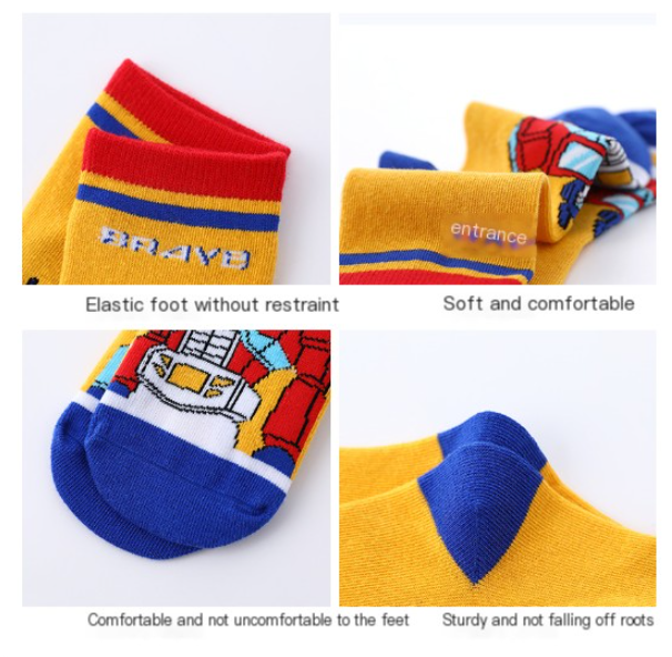 Boys boy Cotton Cartoon Socks - Transformers & Ultraman