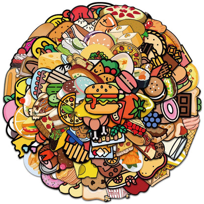 100 Food Stickers Cute Cartoon Food Scrapbook Stickers Vinyl Sticker Decal Decor Waterproof