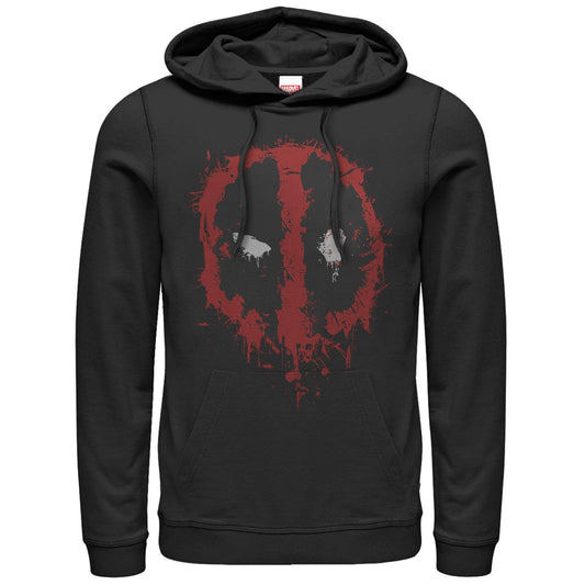 Marvel Mens Deadpool Splatter Icon Hoodie Sweatshirt Black Medium size