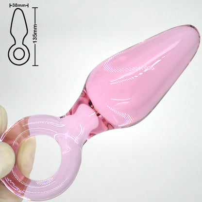 38mm Pink Phallus Glass Anal Dildo Adult Toy couple date night gift
