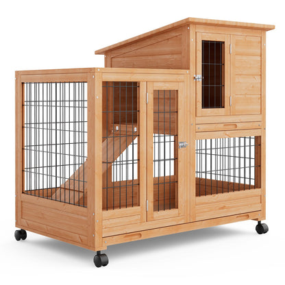 MoNiBloom 2 Story Rabbit Hutch Chicken Coop Hen House Poultry Cage for Outdoor Indoor with Weatherproof Roof Removable Tray