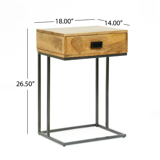 C-shaped wood Table with drawer 18x14x26.5 inch