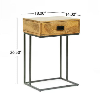 C-shaped wood Table with drawer 18x14x26.5 inch