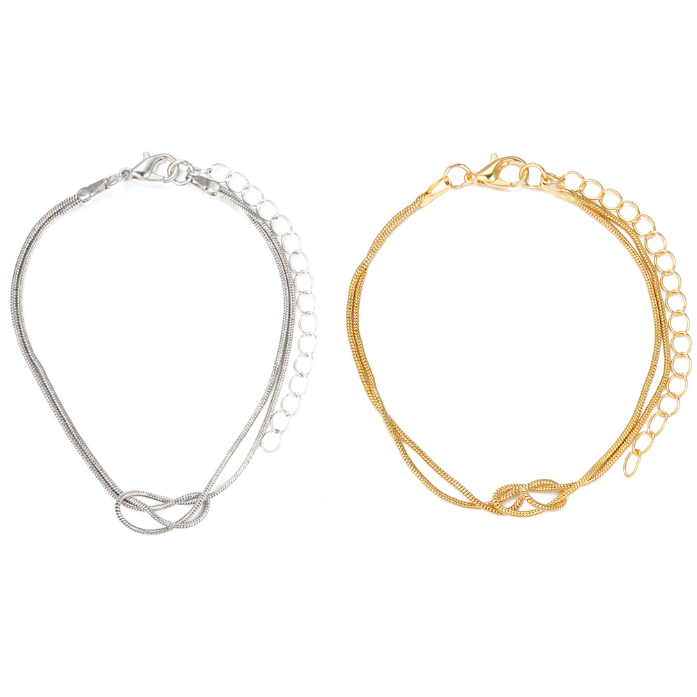 Knotted Gold and Silver Bracelets couple birthday valentine romance gift