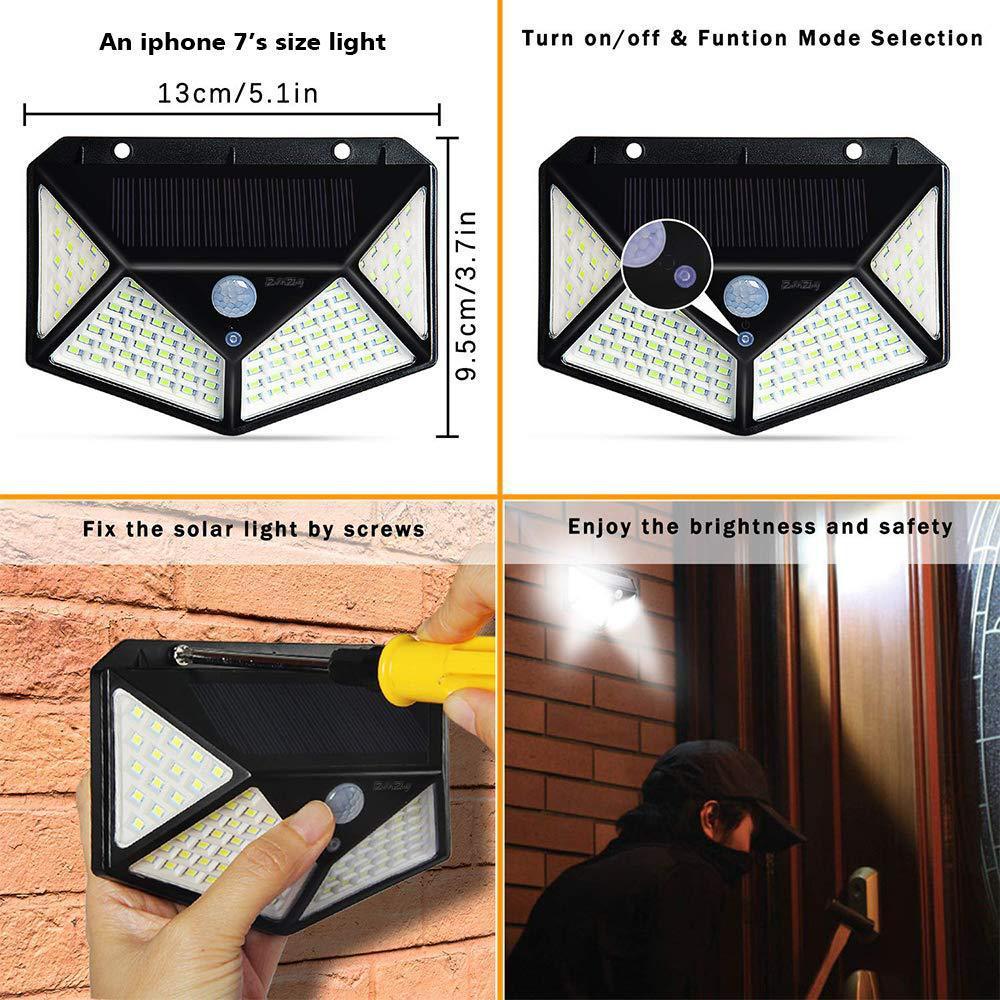 100LED solar wall light sense mode