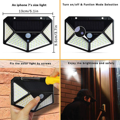 100LED solar wall light sense mode