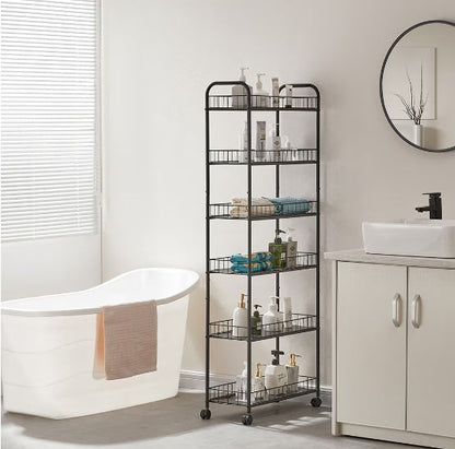 Rolling Storage Trolley Cart for Bathroom Toilet Washroom