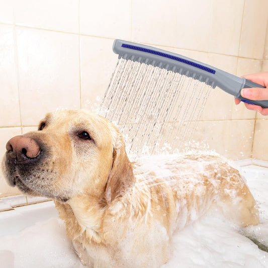 Shandus Dog Shower Attachment Dog Bath Shower with Diverter Valve Dog Shower Head for Fast and Easy Dog Bathing and Massaging Indoor & Outdoor Sprayer with 8-Foot Flex Hose Purple/Grey