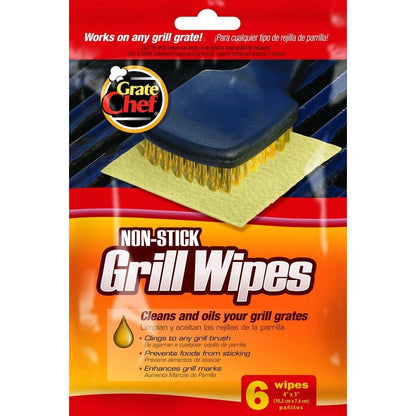Grate Chef Non-Stick Grill Wipes High Heat Resistant Cleans and Oils Your Grill Grate 4 Pack 6 Wipes per Pack 24 Wipes in Total