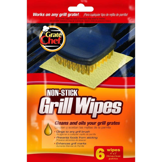 Grate Chef Non-Stick Grill Wipes High Heat Resistant Cleans and Oils Your Grill Grate 4 Pack 6 Wipes per Pack 24 Wipes in Total