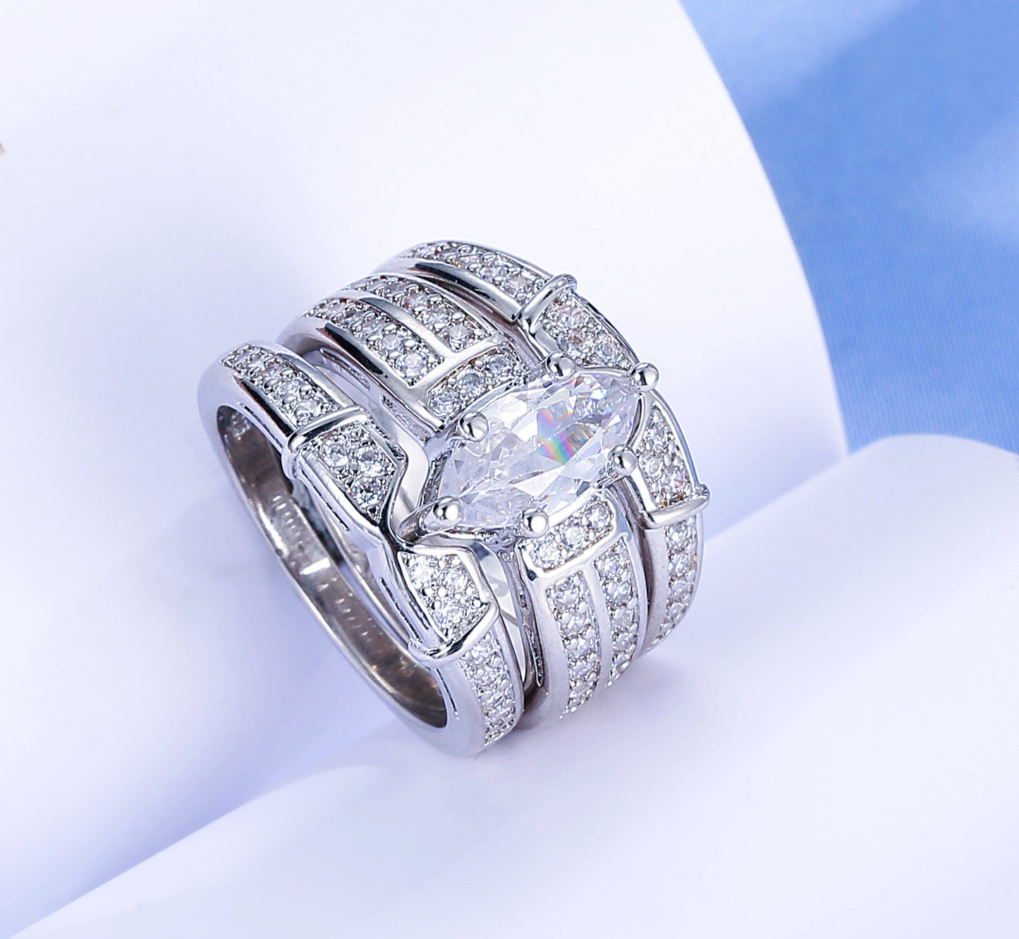 Couple Engagement Zirconia Ring Set birthday valentine romance gift