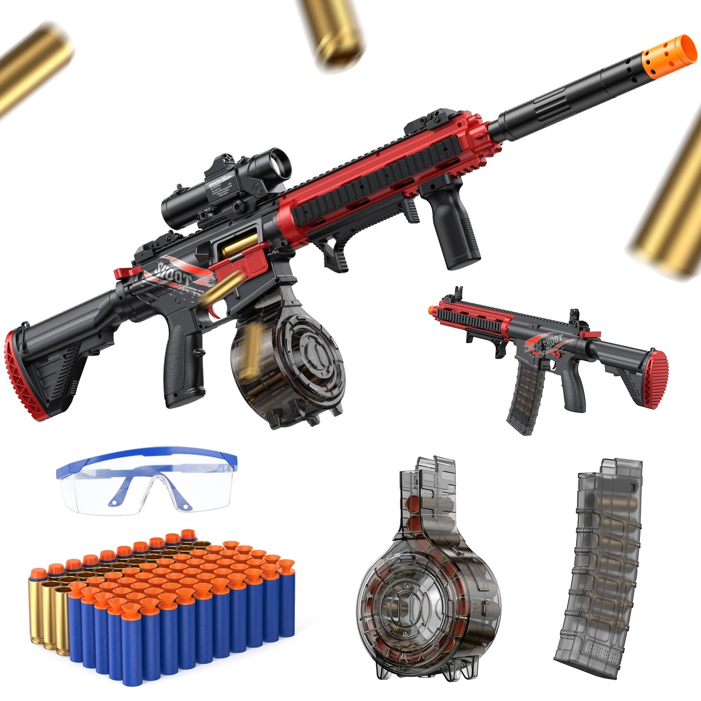Toy Gun Automatic Sniper Rifle for Soft Bullets Shell Ejecting Toy Foam Blaster with 60 Darts 2 Modes Burst Electric Toy Gun for 8+ Year Old Boys Birthday Chritmas Gift DarkFire
