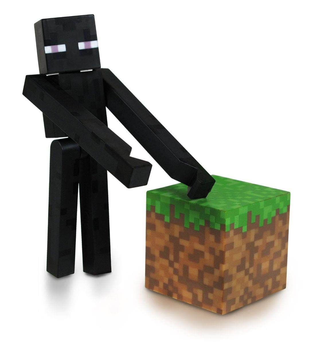 Minecraft Enderman figure pack action figure posing with a block in the popular video game style.