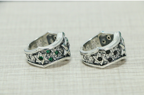 Personalized Inlaid Six Pointed Star Ring valentine couple birthday date gift