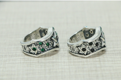 Personalized Inlaid Six Pointed Star Ring valentine couple birthday date gift