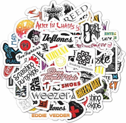 BulbaCraft 100Pcs Grunge Stickers Decal Vinyl 90s Grunge Music Rock Sticker