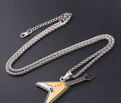 Titanium Steel Guitar Pick Necklace Pendant keychain