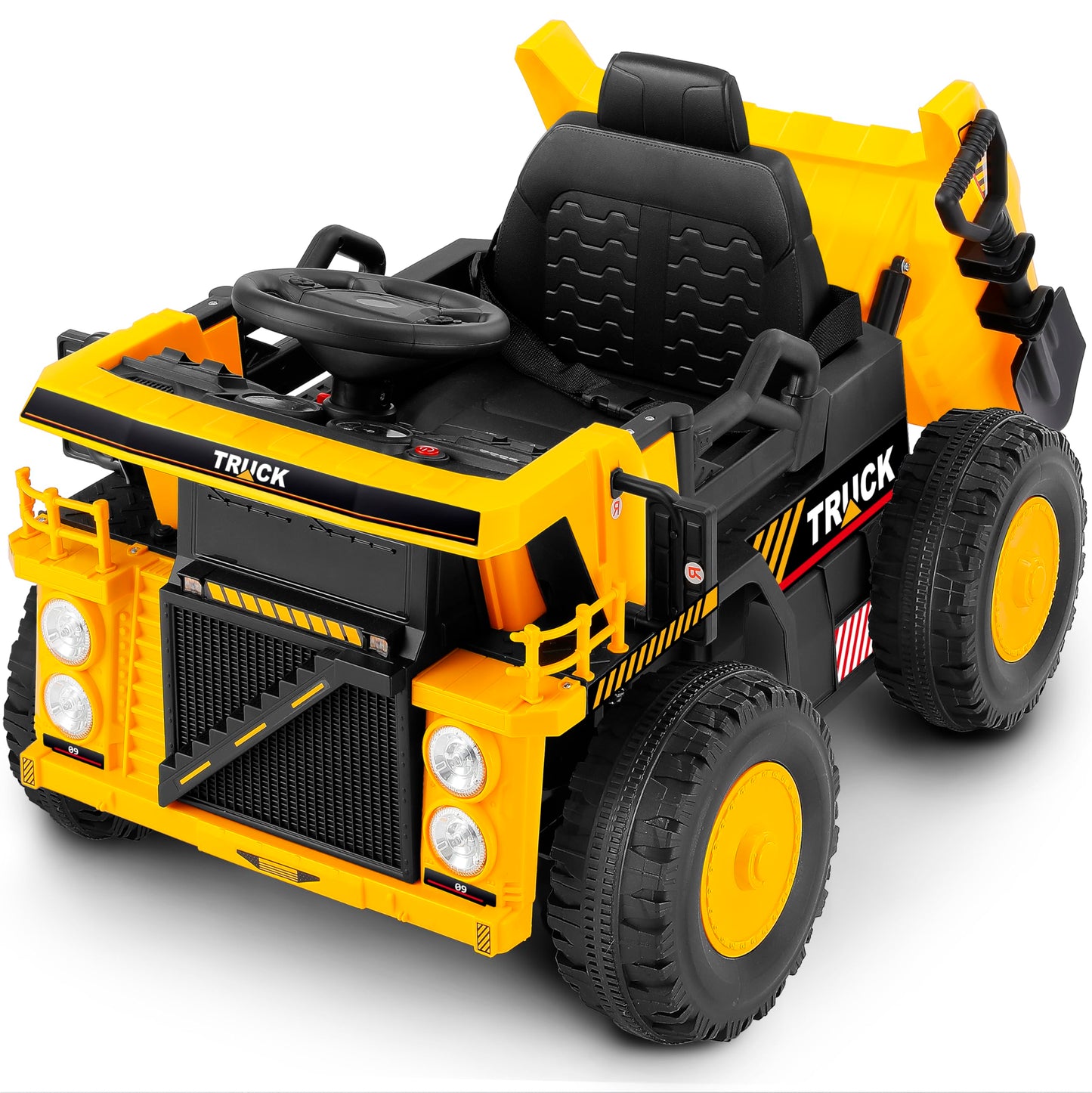 ELEMARA Ride on Toy for Kids Ride on Dump Truck with Dump Bed Shovel 12V Remote Control Ride On Car Battery Powered Construction VehiclesElectric Cars with BluetoothMusicKids Driving Car-Black