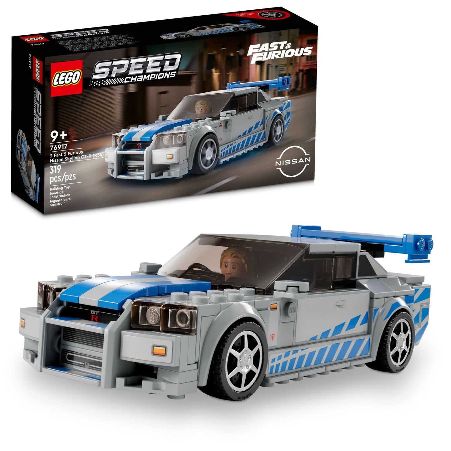 LEGO Speed Champions 76917 - 2 Fast 2 Furious Nissan Skyline GT-R (R34) (319 Teile) Mehrfarbig