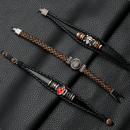 Anime Merch Accessories: Naruto, One Piece & Attack on Titan Leather Bracelet